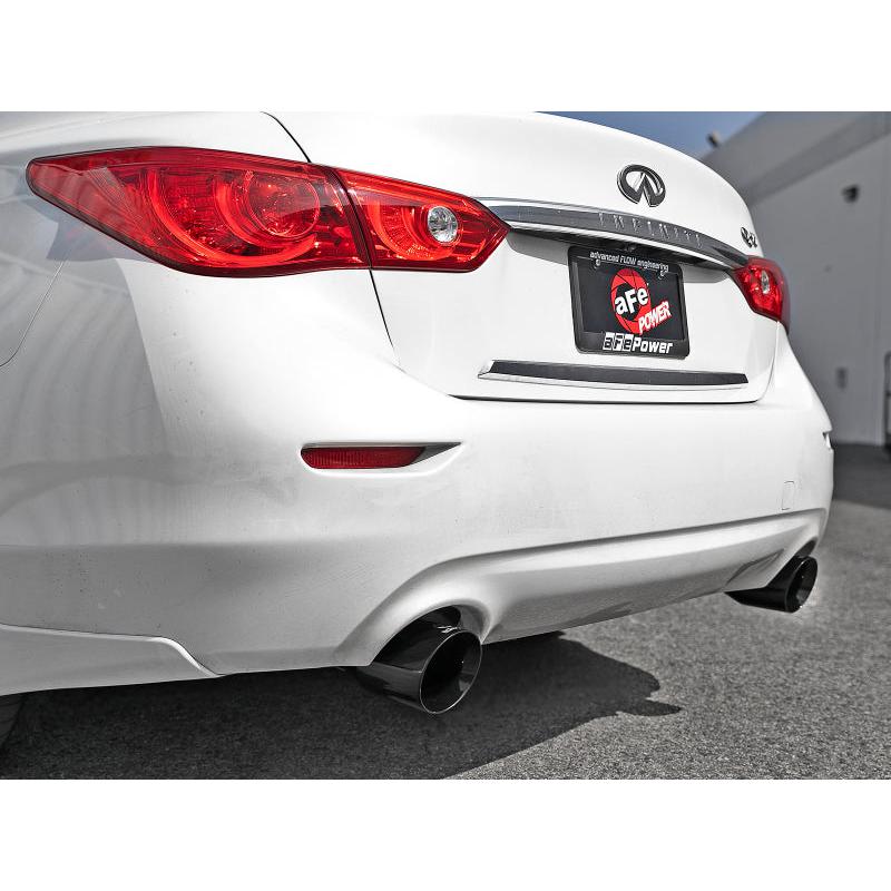aFe Takeda 2.5in 304 SS Cat-Back Exhaust System w/ Black Tips 16-18 Infiniti Q50 V6-3.0L (tt)-SR1 Performance