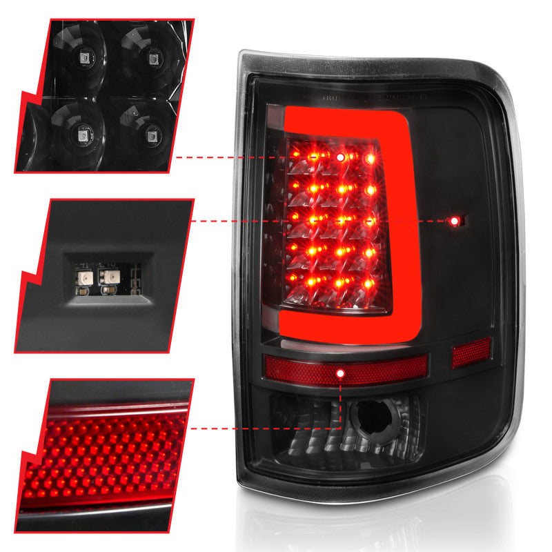 ANZO 2004-2006 Ford F-150 LED Tail Lights w/ Light Bar Black Housing Clear Lens-SR1 Performance
