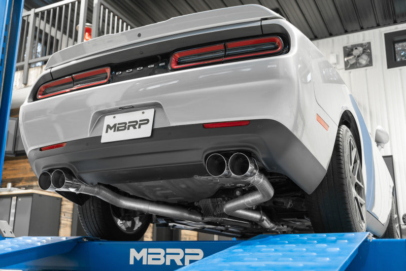 MBRP 15-16 Dodge Challenger RT 5.7L Aluminized Steel 3in Dual Rear Cat-back Quad Tips - Street-SR1 Performance