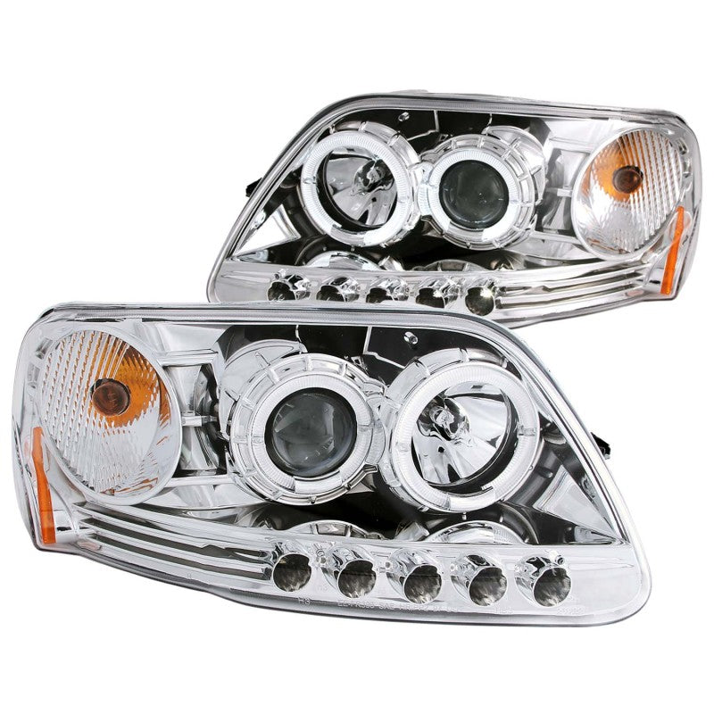 ANZO 1997.5-2003 Ford F-150 Projector Headlights w/ Halo and LED Chrome 1pc-SR1 Performance