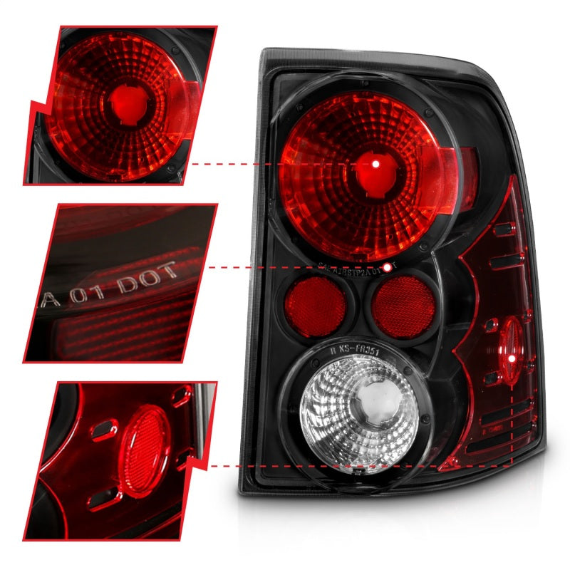 ANZO 2002-2005 Ford Explorer Taillights Black-SR1 Performance
