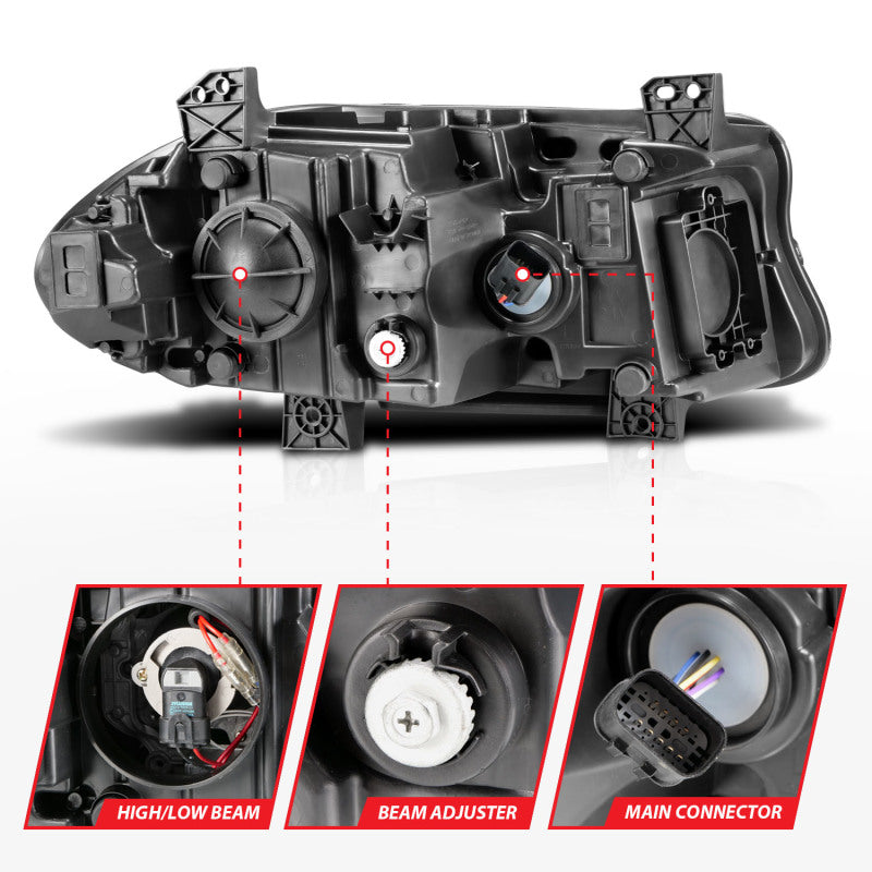 ANZO 2015-2018 Dodge Charger Projector Headlights Plank Style Black-SR1 Performance