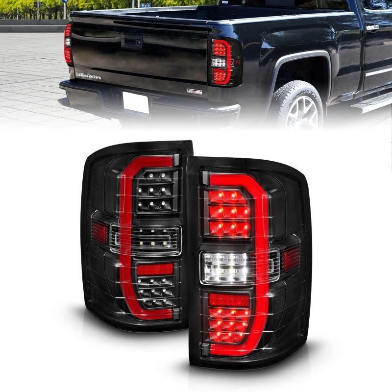 ANZO 14-18 GMC Sierra 1500 Full LED Taillights Black Housing Clear Lens (w/C Light Bars)-SR1 Performance