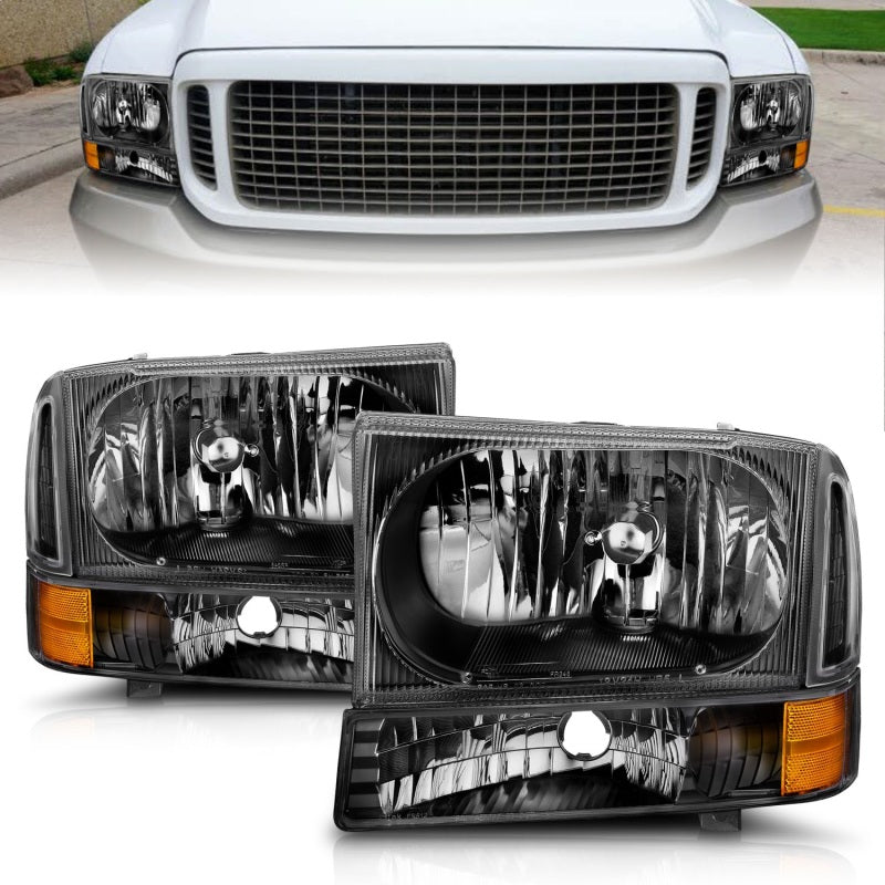 ANZO 2000-2004 Ford Excursion Crystal Headlights Black-SR1 Performance