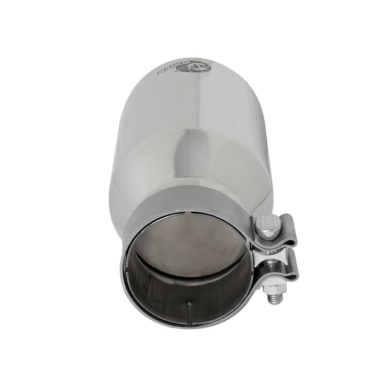 aFe MACH Force-Xp Univ 304 SS Double-Wall Clamp-On Exhaust Tip - Polished - 3in Inlet - 4.5in Outlet-SR1 Performance