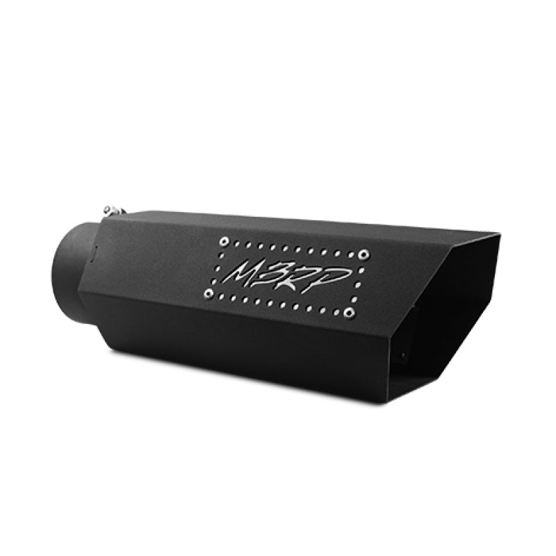 MBRP Universal Hex Tip 4in Inlet 16in Length w/ Logo - Black Coated-SR1 Performance