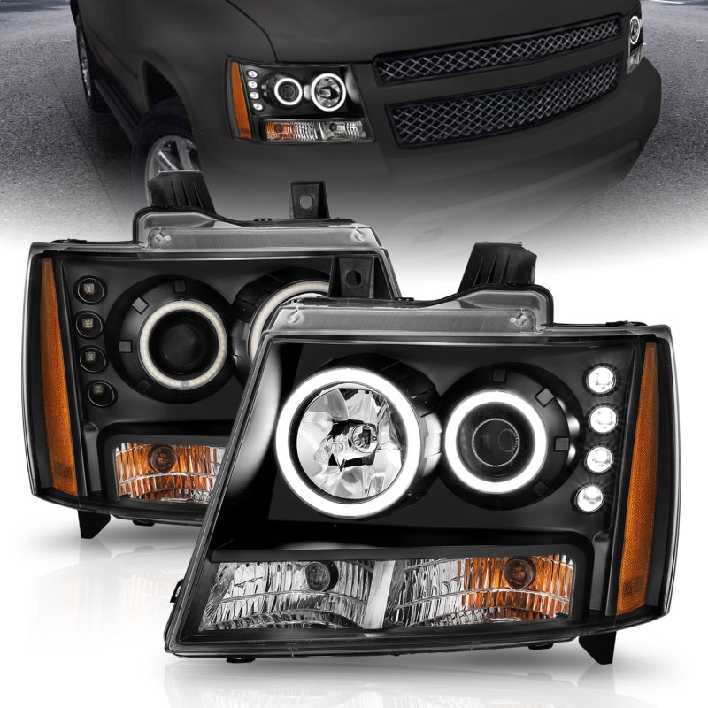 ANZO 2007-2013 Chevrolet Avalanche Projector Headlights w/ Halo Black (CCFL)-SR1 Performance