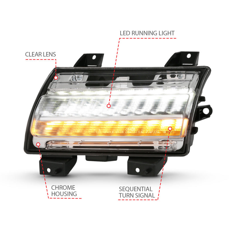 ANZO 18-19 Jeep Wrangler JL Halogen Chrome Clear w/ Sequential Signal-SR1 Performance