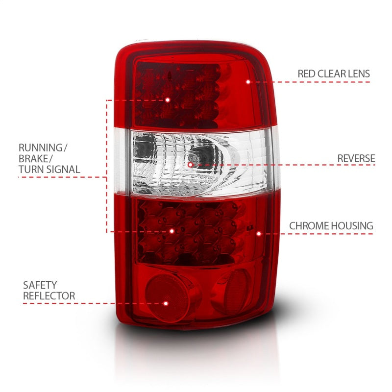 ANZO 2000-2006 Chevrolet Suburban LED Taillights Red/Clear-SR1 Performance