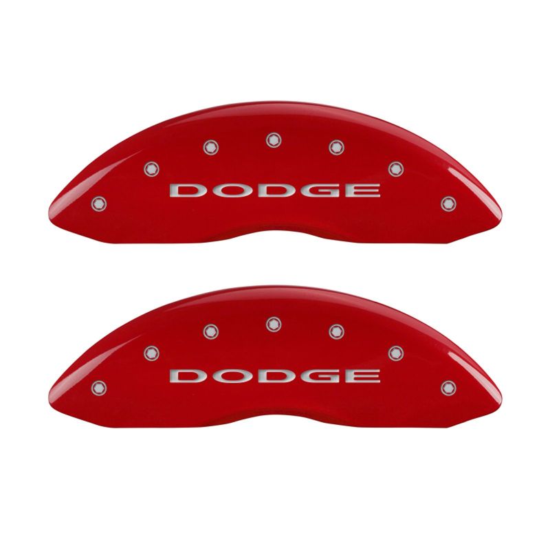 MGP 4 Caliper Covers Engraved Front & Rear With out stripes/Dodge Red finish silver-SR1 Performance