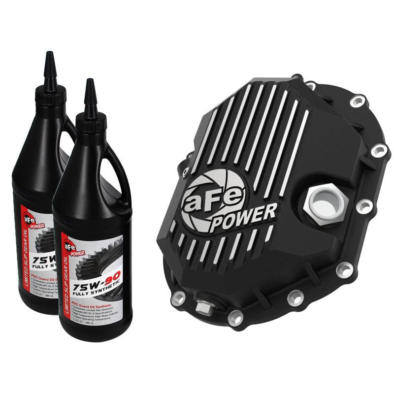 AFE Power 11-18 GM 2500-3500 AAM 9.25 Axle Front Diff Cover Black Machined w/ 2 Qts 75w90 Oil-SR1 Performance
