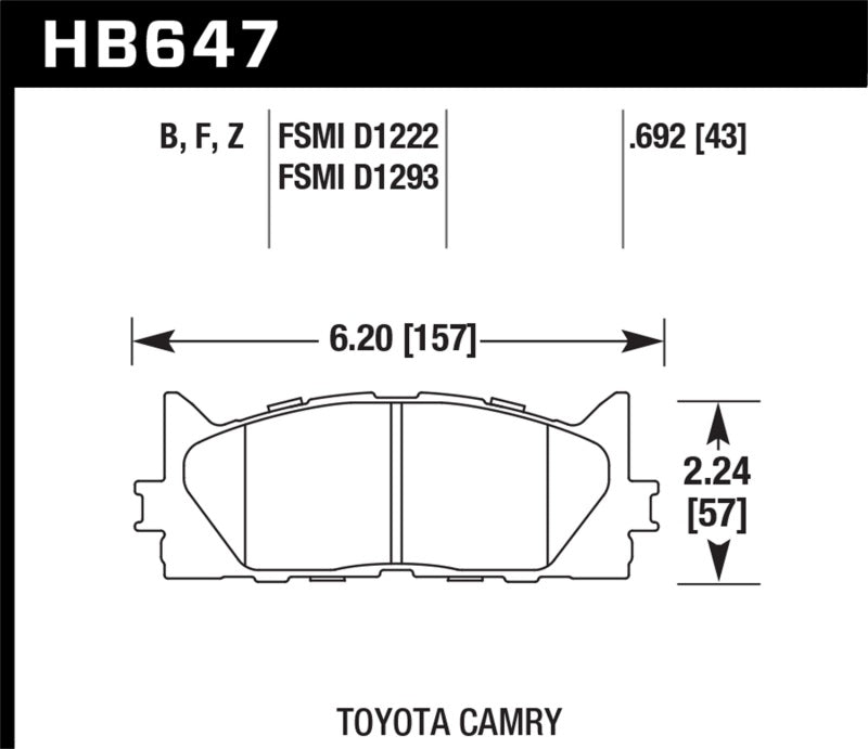 Hawk 2013-2014 Lexus ES300h HPS 5.0 Front Brake Pads-SR1 Performance