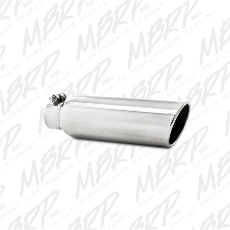 MBRP Universal Tip 3.5in OD 2.25in Inlet 12in L Angled Cut Rolled End Clampless No-Weld T304-SR1 Performance