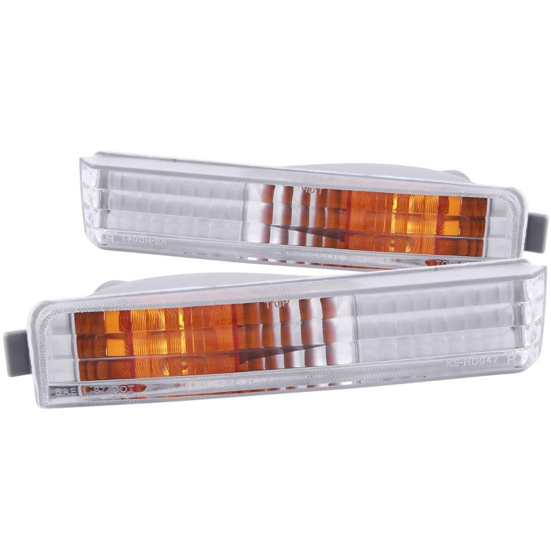 ANZO 1990-1991 Honda Accord Euro Parking Lights Chrome w/ Amber Reflector-SR1 Performance