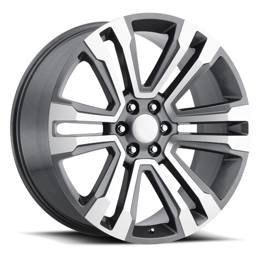 22X9 6X5.5 +24 HB 78.1 2017 GMC DENALI GREY MACHINE FACE WITH CAP-SR1 Performance