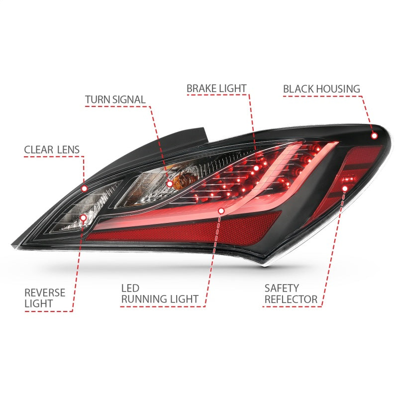 ANZO 10-13 Hyundai Genesis 2DR LED Taillights Smoke-SR1 Performance