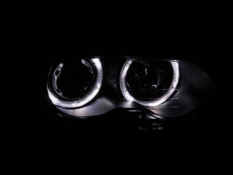ANZO 1999-2001 BMW 3 Series E46 Projector Headlights w/ Halo Black-SR1 Performance