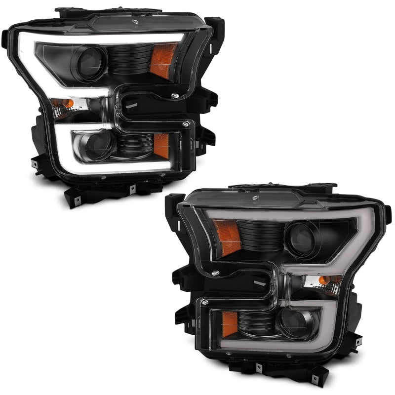 ANZO 2015-2017 Ford F-150 Projector Headlights w/ Plank Style Switchback Black w/ Amber-SR1 Performance