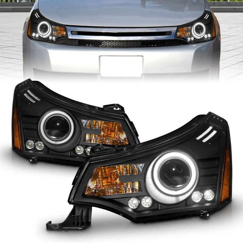 ANZO 2008-2011 Ford Focus Projector Headlights Black-SR1 Performance