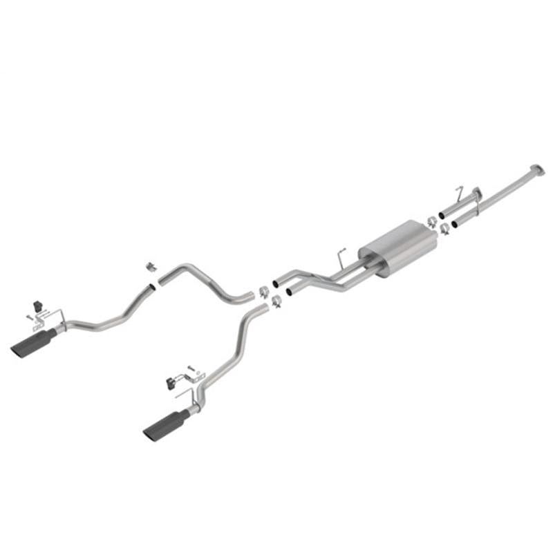 Borla 14-18 Toyota Tundra 4.6L/5.7L V8 AT 2&4WD Crew Max Cat-Back Touring Exhaust - Black Chrome Tip-SR1 Performance