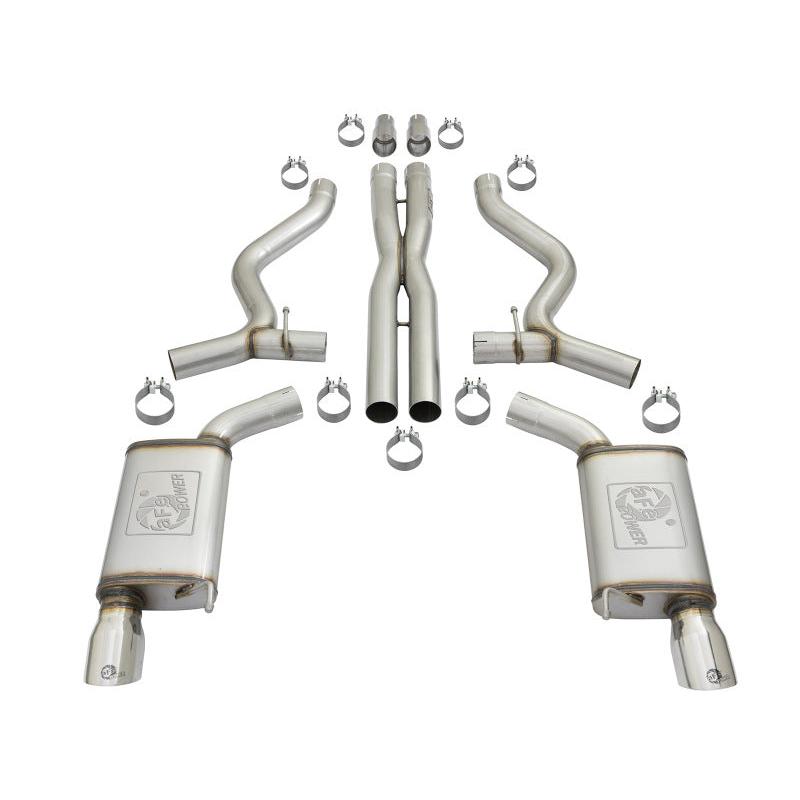 aFe MACHForce XP 3in 304 SS Cat-Back Exhausts w/ Polished Tips 15-17 Ford Mustang GT V8-5.0L/V6-3.7L-SR1 Performance
