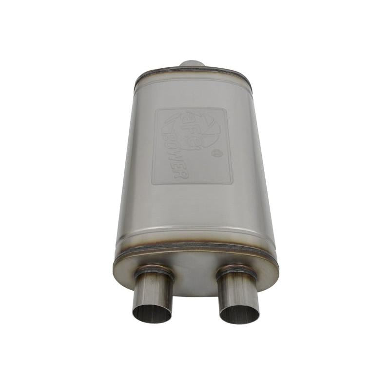 aFe MACHForce XP SS Muffler 3in Center Inlet / 2.5in Dual Outlets 22in L x 11in W x 6in H Body-SR1 Performance