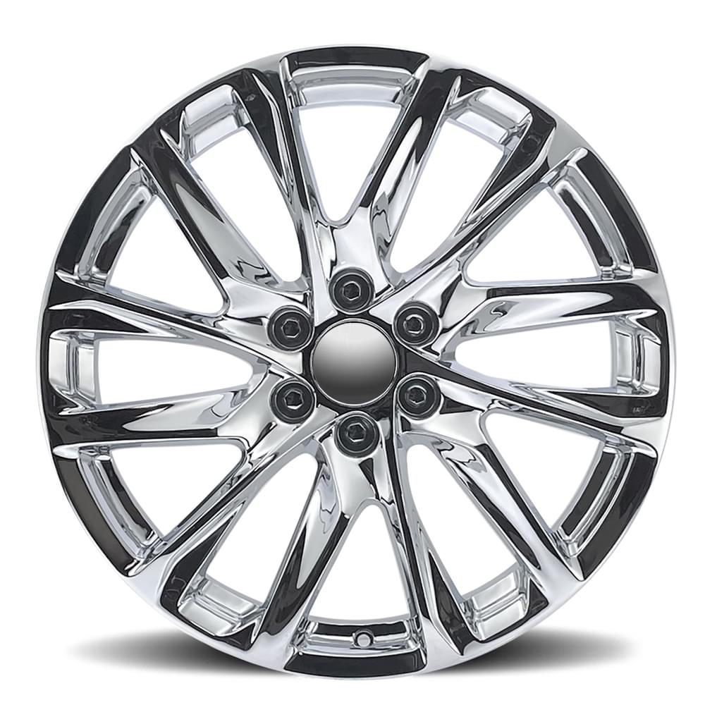 FR 98 – ESCALADE 12 SPOKE REPLICA WHEELS-Chrome 24x10 6x5.5 + 31 HB 78.1