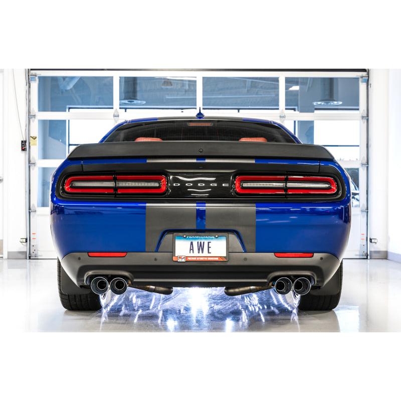 AWE Tuning 2017+ Challenger 5.7L Touring Edition Exhaust - Non-Resonated - Chrome Silver Quad Tips-SR1 Performance