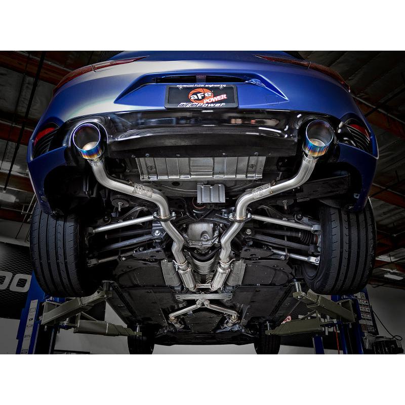 aFe POWER Takeda 2.5in 304 SS CB Exhaust w/ Blue Flame Tips 17-19 Infiniti Q60 V6-3.0L (tt)-SR1 Performance