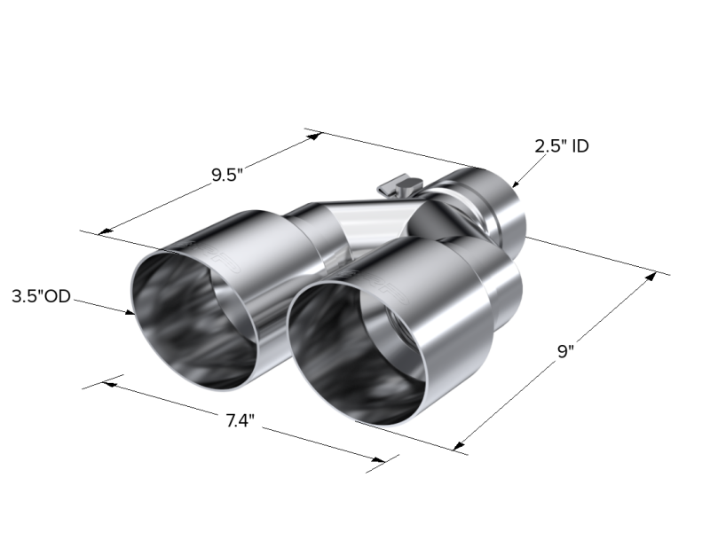 MBRP Universal T304 SS Dual Tip 3.5in OD/2.5in Inlet-SR1 Performance