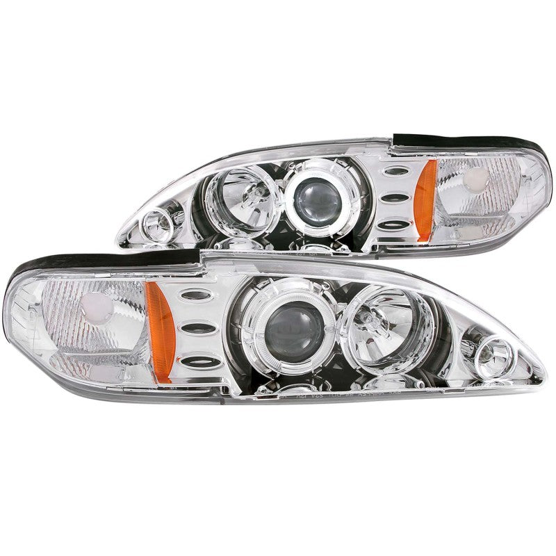 ANZO 1994-1998 Ford Mustang Projector Headlights w/ Halo Chrome 1pc-SR1 Performance