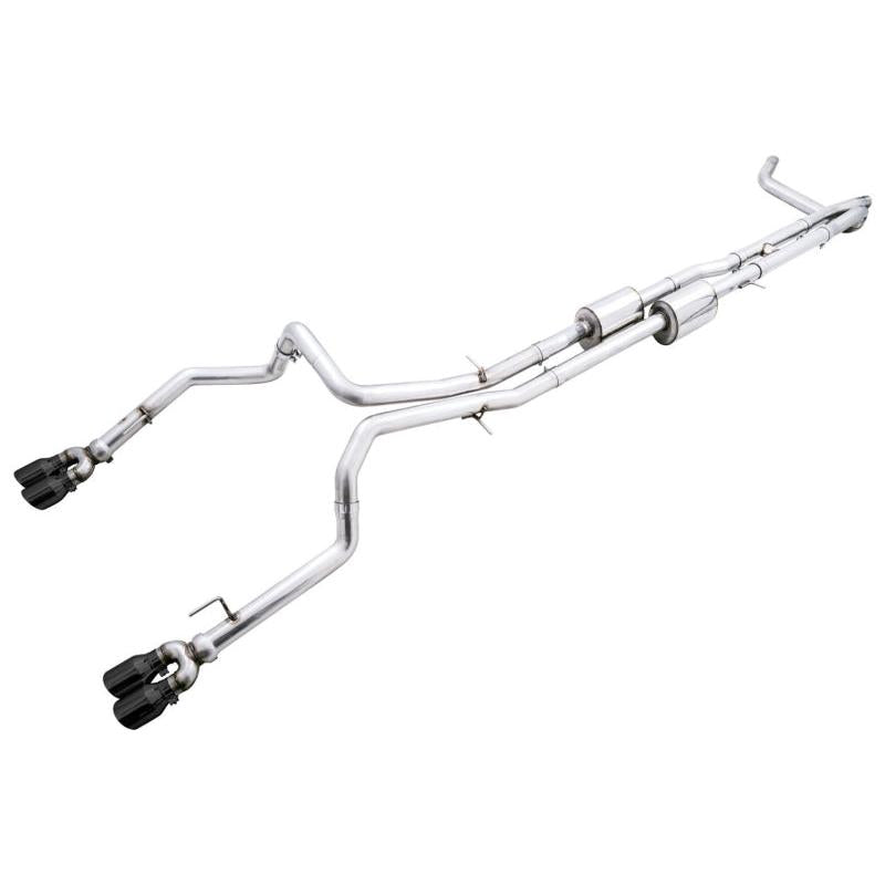 AWE Tuning 22-23 GMC Sierra 1500 AT4X 6.2L 0FG Catback Split Dual (Flat Bumper) - Diamond Black Tips-SR1 Performance