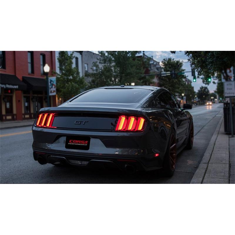 Corsa 2015-2017 Ford Mustang GT 5.0 3in Cat Back Exhaust Black Dual Tips (Sport)-SR1 Performance