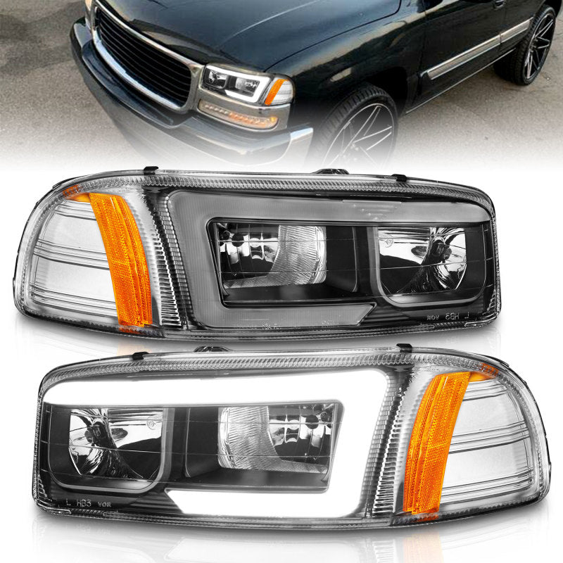 Anzo 99-17 GMC Sierra/Denali Headlights Black Amber (w/C Light Bars)-SR1 Performance