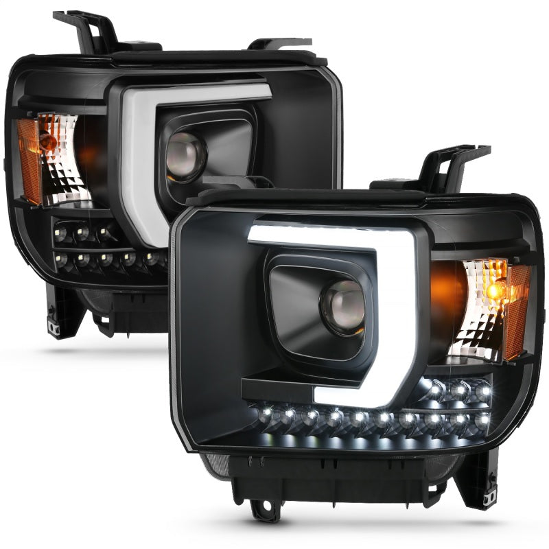 ANZO 2014-2015 Gmc Sierra 1500HD Projector Plank Style Headlight Black W/ Drl-SR1 Performance