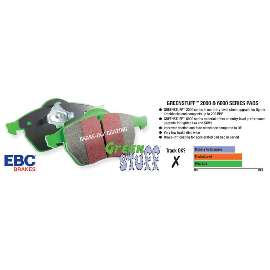 EBC Greenstuff 2000 Series Sport Front Brake Pads for Saab 900 and Volkswagen Beetle 1.3 (1300)