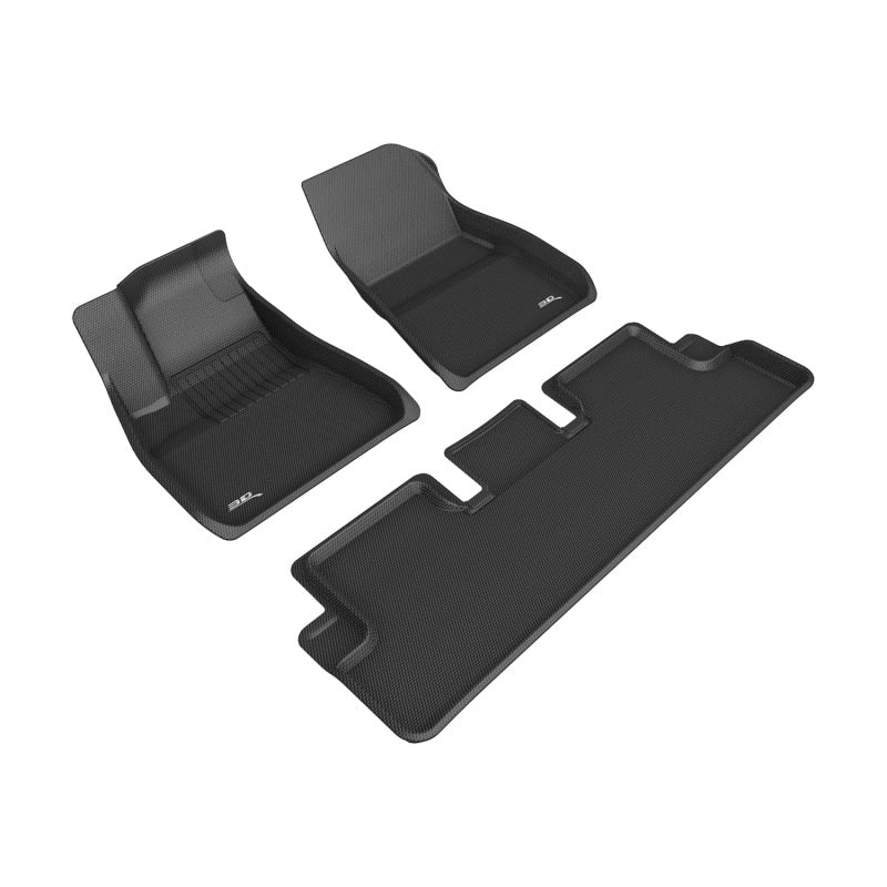 3D MAXpider 20-22 Tesla Model 3 Kagu 1st & 2nd Row Floormats - Black-SR1 Performance