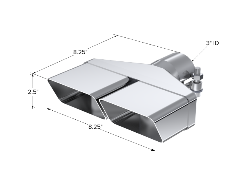 MBRP Universal Tip 8inx 2.375in ID Rectangle 2.5in O.D. inlet 8.25in length T304-SR1 Performance