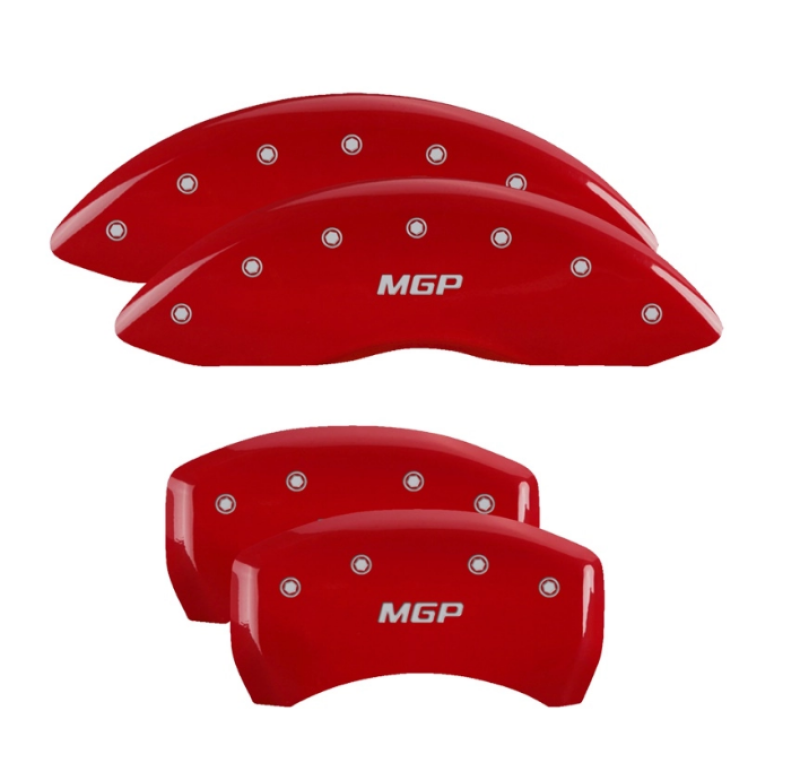 MGP 4 Caliper Covers Engraved Front & Rear 18-19 Buick Regal Sportback Red Finish Silver Characters-SR1 Performance