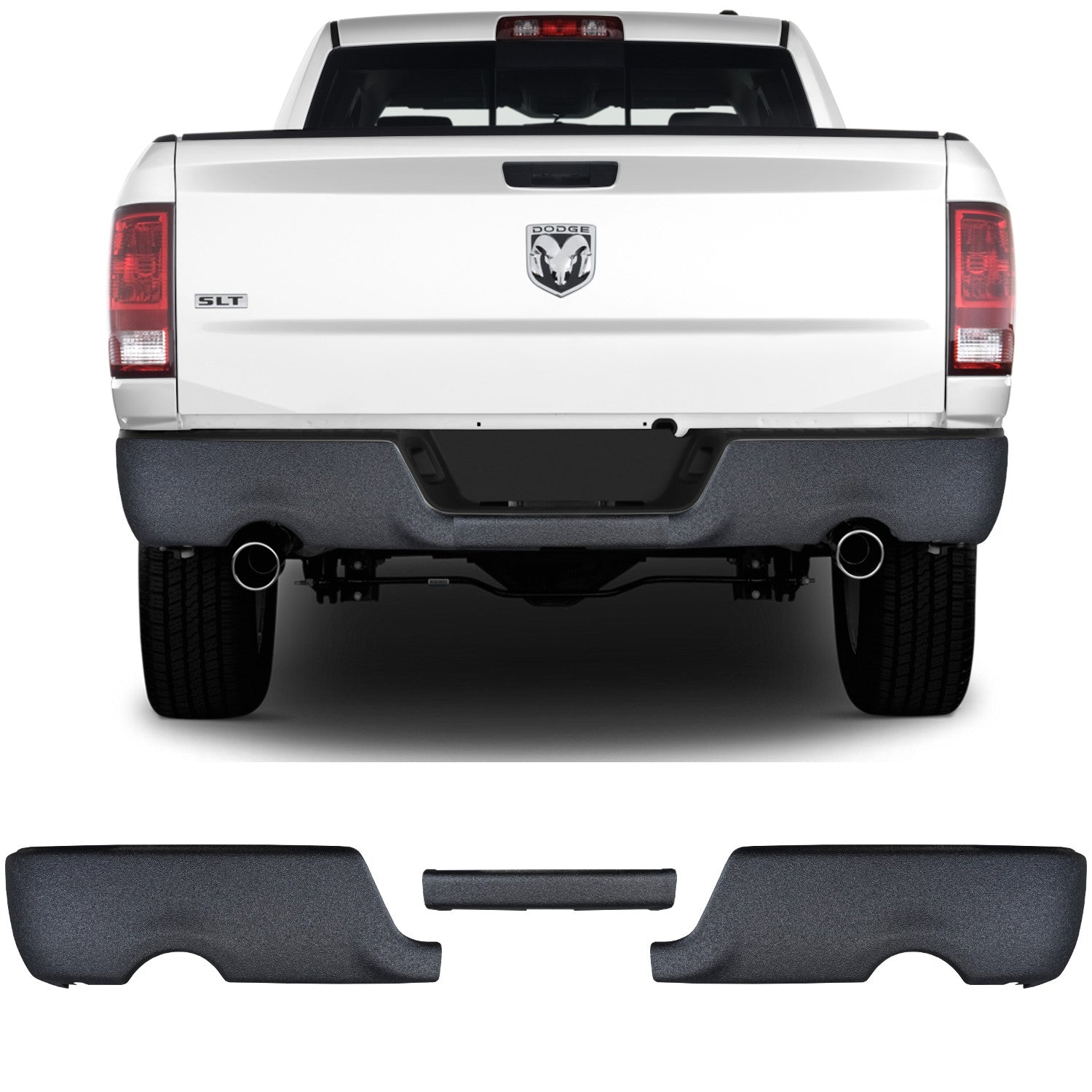 2009-2018 Ram - Rear BUMPERSHELLZ™ - Chrome Delete Truck Bumper Caps