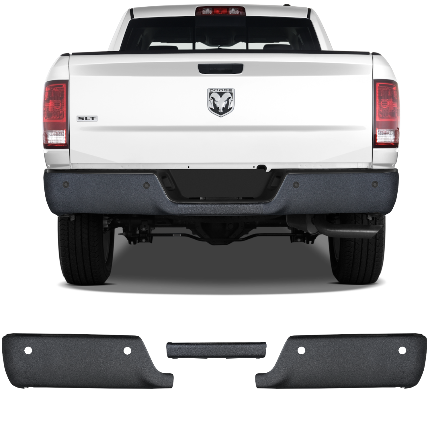 2009-2018 Ram - Rear BUMPERSHELLZ™ - Chrome Delete Truck Bumper Caps