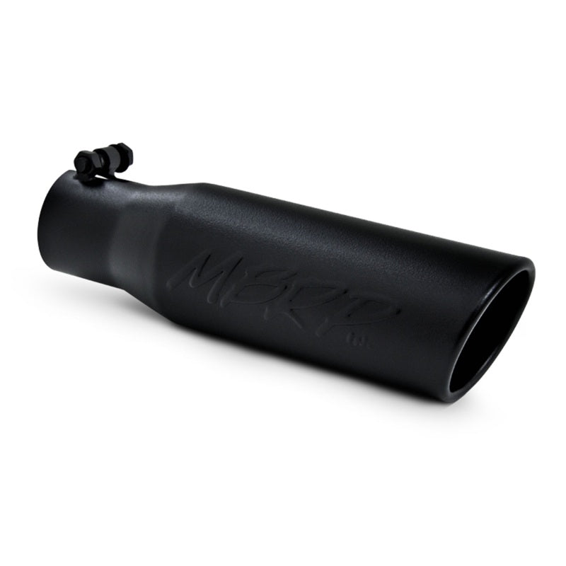 MBRP Universal Tip 3in O.D. Angled Rolled End 2 inlet 12 length - Black Finish-SR1 Performance