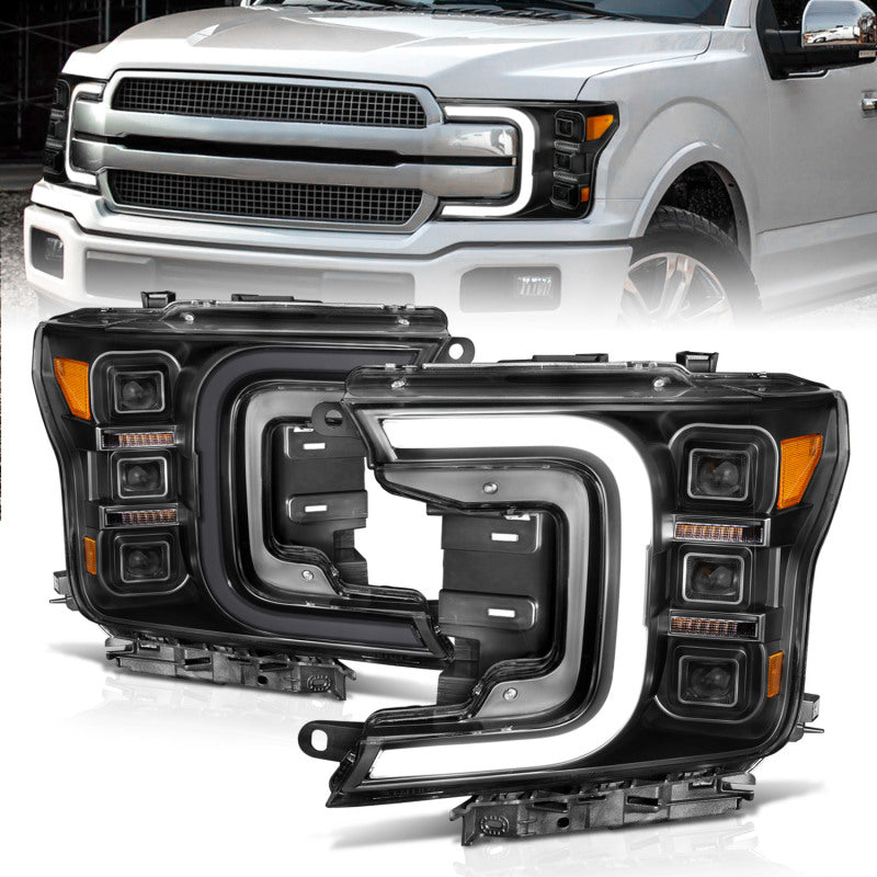 Anzo 18-20 Ford F-150 Full Led Projector Smoke Bar Style Headlights Black Amber-SR1 Performance