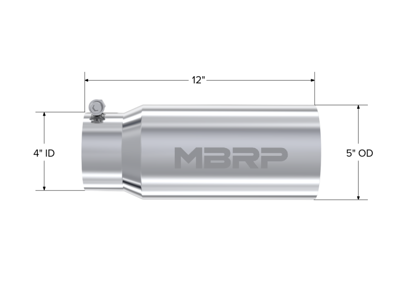 MBRP Universal Tip 5 O.D. Dual Wall Straight 4 inlet 12 length-SR1 Performance