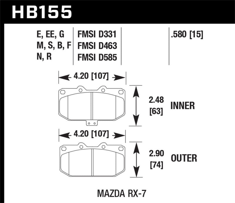 Hawk 93-95 Mazda RX-7 HP+ Street Front Brake Pads-SR1 Performance