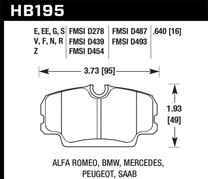 Hawk 84-4/91 BMW 325 (E30) HT-10 HP+ Street Front Brake Pads-SR1 Performance
