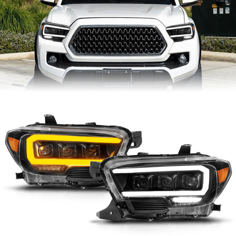 ANZO 16-22 Toyota Tacoma LED Projector Headlights w/ Light Bar Sequential Black Housing w/Initiation-SR1 Performance