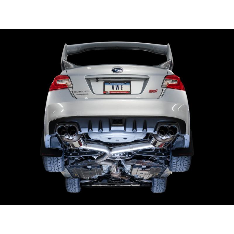 AWE Tuning Subaru STI VA / WRX GV / STI GV Sedan Touring Edition Exhaust - Diamond Black Tip (102mm)-SR1 Performance