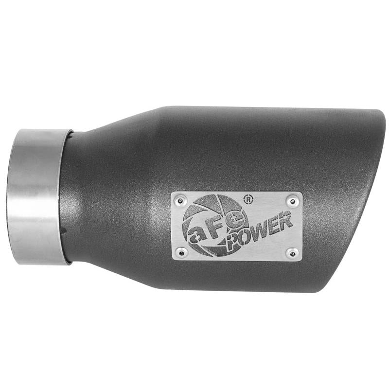 aFe MACH Force-Xp 3in 304 SS Metallic Black Exhaust Tip 3in In x 4-1/2in Out x 9in L Clamp-On Right-SR1 Performance