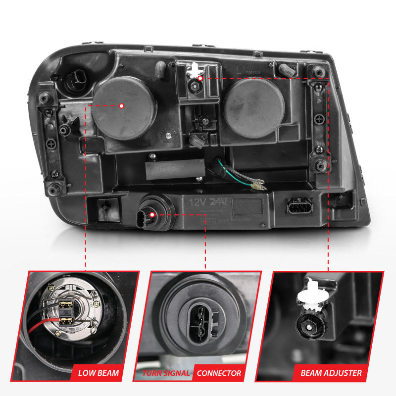 ANZO 2006-2009 Chevrolet Trailblazer Projector Headlights w/ Plank Style Design Chrome w/ Amber-SR1 Performance